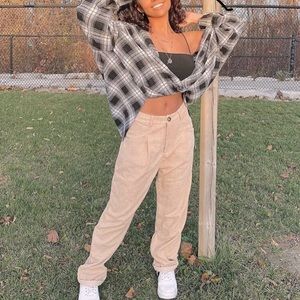 Plaid Twist-Front Drop Shoulder Shirt